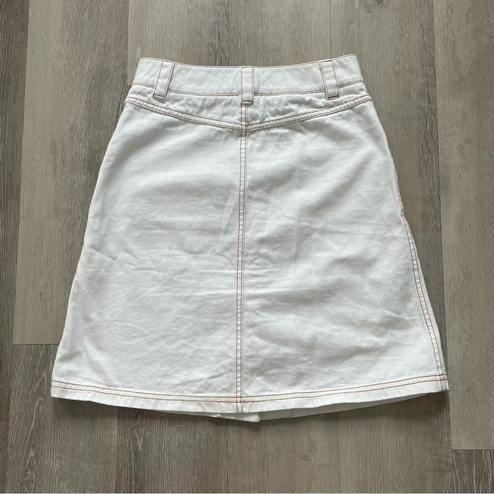 Tibi White Denim Skirt Button Front A Line - Picture 4 of 5